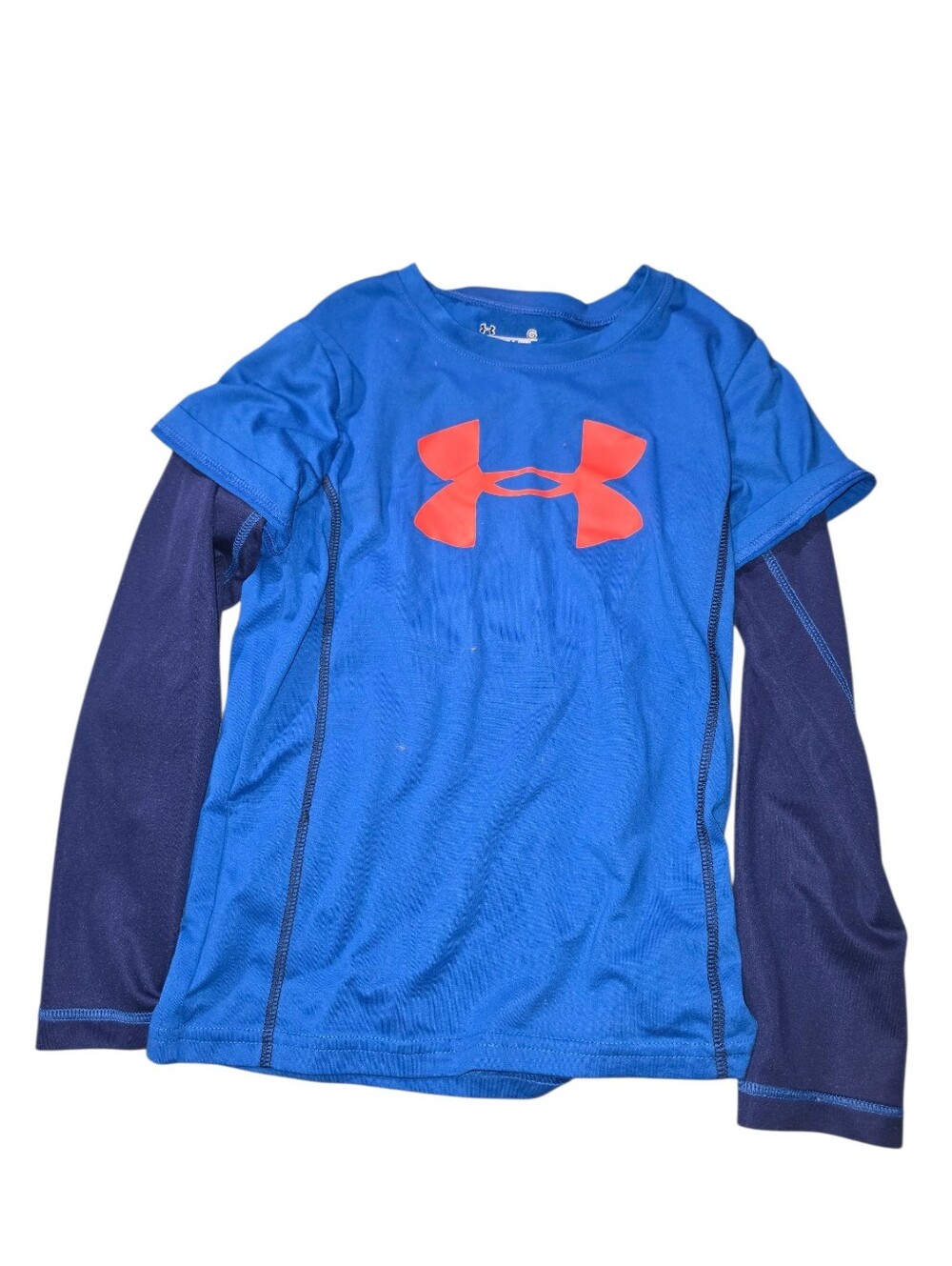 9/8/10. Boys Under Armour Blue Long Sleeve Layered-Style Performance Tee